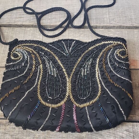 VINTAGE SIGNATURE STUDIO Zip Top Beaded Crossbody Evening Bag - Picture 2 of 10